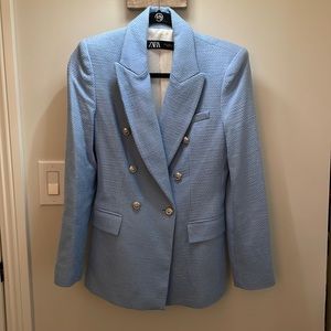 Zara Blue Tweed Blazer